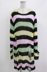 画像1: KILL STAR / Liqorice Knit Sweater L 黒×ピンク×ミント×イエロー H-26-09-29-032-PU-TO-KB-ZH (1)