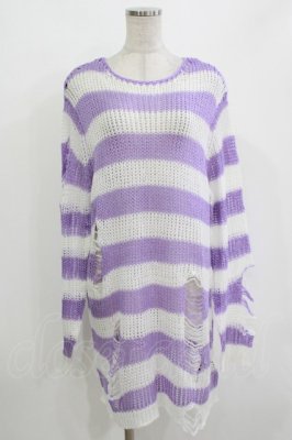 Preview of Viola Knit Sweater M ホワイト×パープル