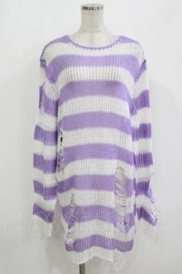Preview of Viola Knit Sweater M ホワイト×パープル