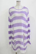 画像1: KILL STAR / Viola Knit Sweater L ホワイト×パープル H-26-09-29-035-PU-TO-KB-ZH (1)