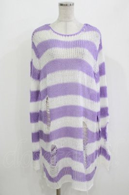 Preview of Viola Knit Sweater L ホワイト×パープル