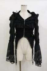 画像1: AVENCHUMU / Flared sleeve ribbon and frill zip tops Free ブラック H-26-09-29-1080-LO-OP-NS-ZH (1)