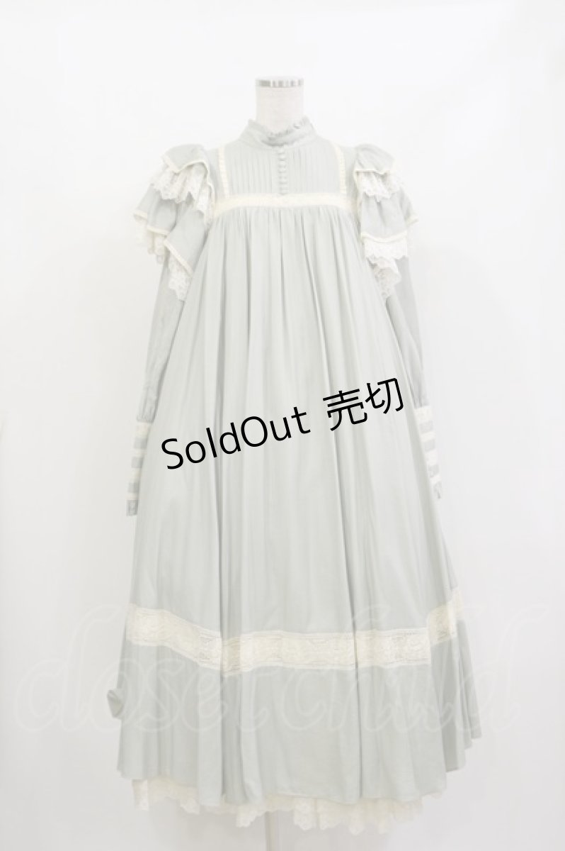 画像1: Hoshibako Works / リリアンヌ姉妹　パステルカラーワンピース(ロング丈) Free グリーン/生成り H-26-09-29-1029-LO-OP-NS-ZH (1)