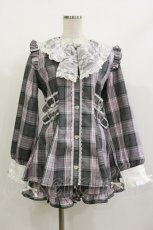 画像1: DearMyLove / レースリボン襟フリルウエストハートバックルセットアップ L グレー/ピンク H-26-09-29-1039-EL-OP-NS-ZH (1)