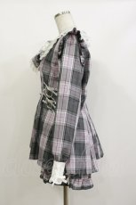 画像3: DearMyLove / レースリボン襟フリルウエストハートバックルセットアップ L グレー/ピンク H-26-09-29-1039-EL-OP-NS-ZH (3)