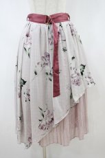 画像1: axes femme / 花柄シアーチェックフレアスカート F ピンク H-26-09-29-2039-AX-SK-SZ-ZH (1)
