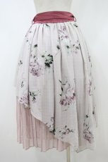 画像2: axes femme / 花柄シアーチェックフレアスカート F ピンク H-26-09-29-2039-AX-SK-SZ-ZH (2)