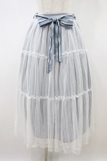 画像1: axes femme / チュールレイヤードスカート M サックスｘ白 H-26-09-29-2043-AX-SK-AS-ZH (1)