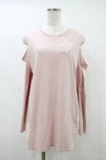 画像1: axes femme POETIQUE / 刺繍オフショルロンＴ  ピンク H-26-09-29-2050-AX-TS-OW-ZH (1)