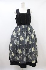 画像1: axes femme / クラシック柄ロングワンピース M クロ×グレー H-26-09-29-2025-AX-OP-OW-ZH (1)