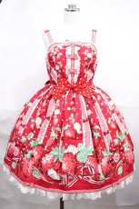画像1: Angelic Pretty / 摘みたていちごジャンパースカートSet Free レッド H-26-09-30-001-AP-OP-NS-ZH (1)