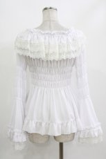画像3: ATELIER PIERROT / Shirring princess sleeve blouse  白 H-26-09-30-1044-EL-BL-AK-ZH (3)