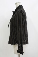 画像2: Sheglit / クラシカルストライプブラウス M 黒×茶 H-26-09-30-1050-EL-BL-AK-ZH (2)