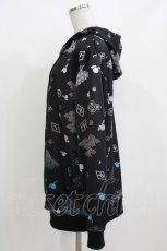 画像2: NieR Clothing / 総柄ZIPパーカー  黒 H-26-09-30-1022-PU-TO-KB-ZH (2)