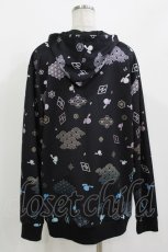 画像3: NieR Clothing / 総柄ZIPパーカー  黒 H-26-09-30-1022-PU-TO-KB-ZH (3)