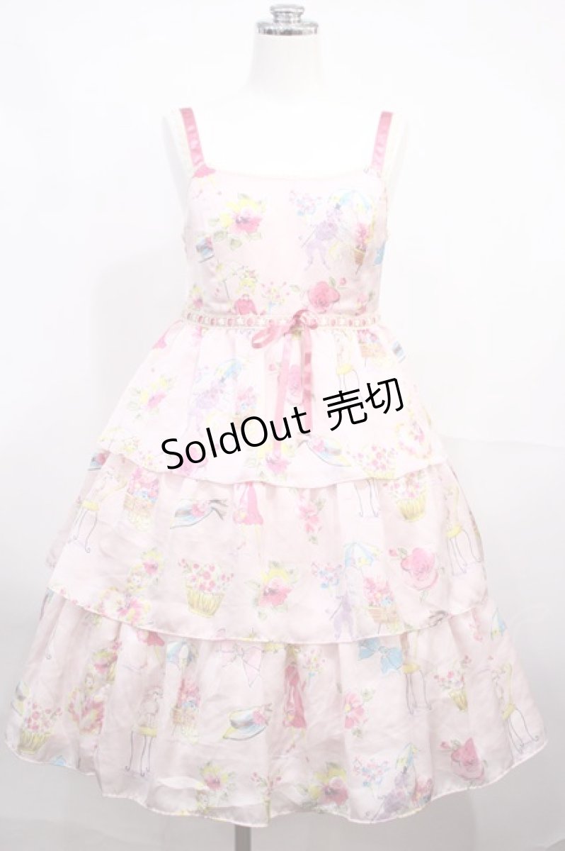 画像1: Emily Temple cute / バレリーナプリントノースリーブワンピース M ピンク H-26-09-30-005-ET-OP-NS-ZH (1)