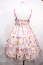 画像2: Emily Temple cute / バレリーナプリントノースリーブワンピース M ピンク H-26-09-30-005-ET-OP-NS-ZH (2)