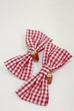 画像1: m petit by misako / AM2Pイチゴリボンクリップ  レッド H-26-09-30-2011-0-AC-YZ-ZH (1)