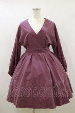画像1: axes femme POETIQUE / Vネックフィッシュテールワンピース M ワイン H-26-09-30-2072-AX-OP-SZ-ZH (1)