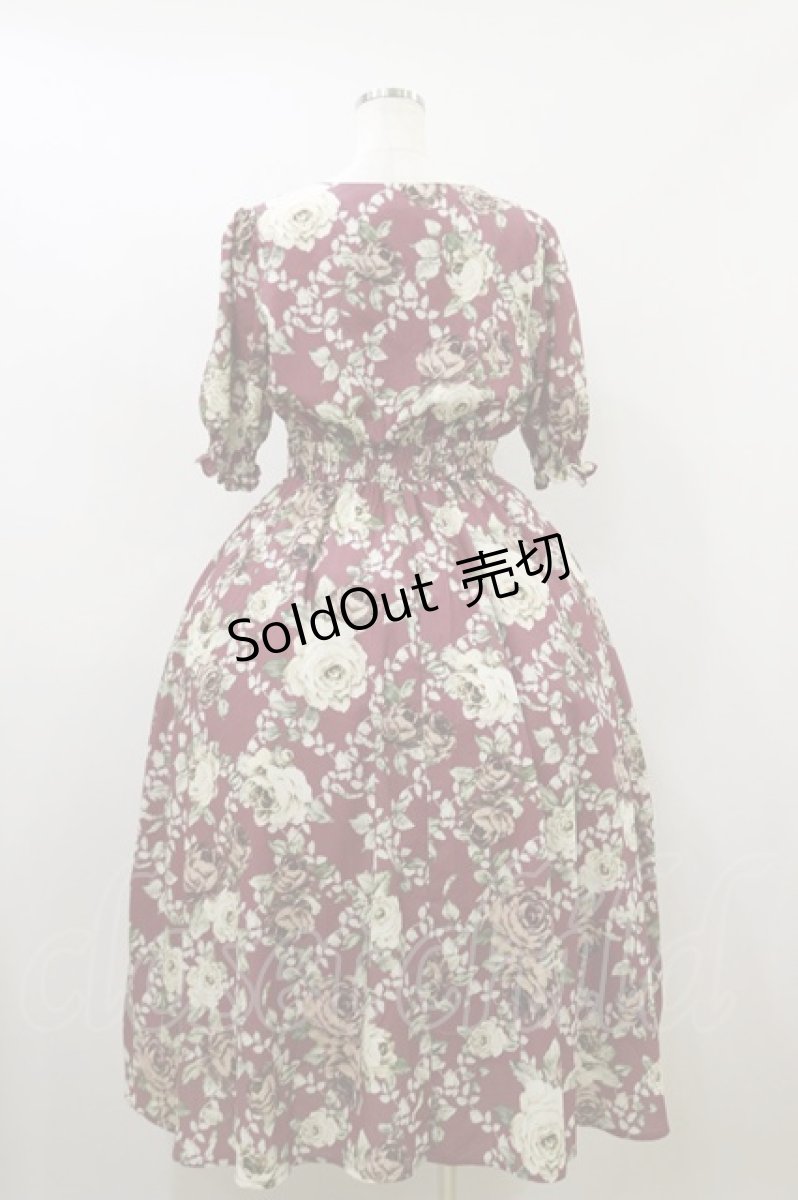 画像2: axes femme NOSTALGIE / 絵画風ローズ柄ワンピース F アカ系 H-26-09-30-2073-AX-OP-IG-ZH (2)