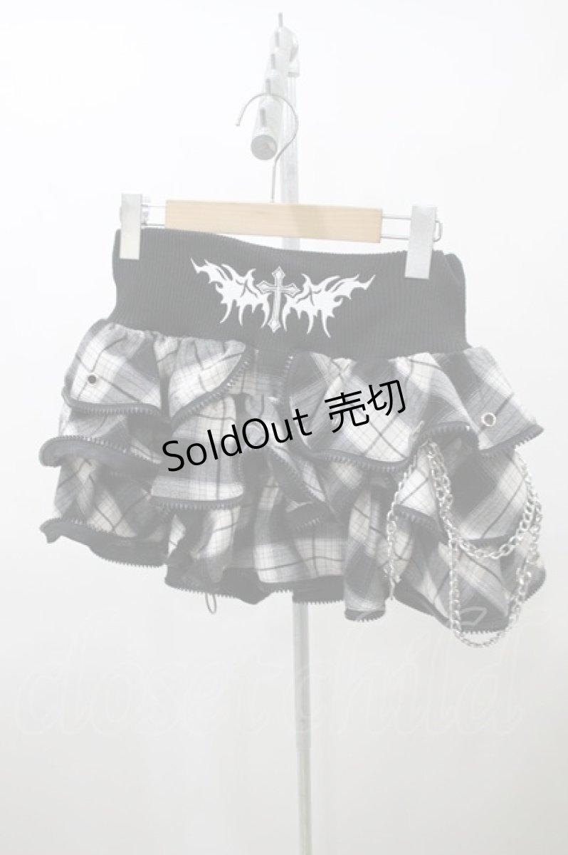 画像1: Grrr the Lipper / 悪魔NO! ジップスカート~朔~ FREE 黒×白 H-26-10-01-1033-0-SK-AK-ZH (1)