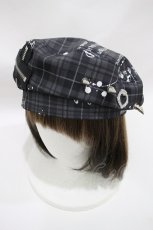 画像1: DimMoire / 魅了のロゴリベットベレー帽  黒×白 H-26-10-01-1034-0-AC-AK-ZH (1)