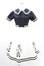 画像1: Shirley Temple / トウシューズパフワンピース 160 アイボリー×ブラック H-26-10-01-1004-ET-OP-AK-ZH (1)