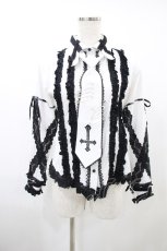 画像1: DimMoire / Gothic学園ブラウス M 白×黒 H-26-10-01-1021-0-BL-AK-ZH (1)
