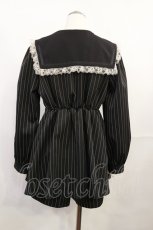画像2: NOEMIE / ゴシック刺繍セーラーセットアップ M ブラック/ストライプ H-26-10-01-016-LO-OP-NS-ZH (2)
