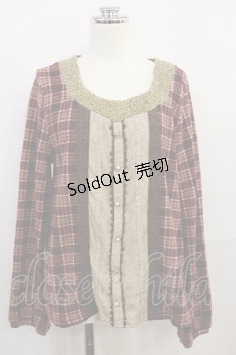 画像1: axes femme / チェックプルオーバー M ワイン H-26-10-01-022-AX-TO-NS-ZH (1)