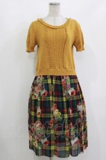 画像1: Jane Marple Dans Le Salon / ローズタータンのトロンプルイユワンピース  グリーン H-26-10-02-001-JM-OP-KB-ZH (1)