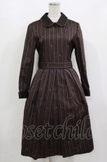 画像1: Jane Marple / Regimental stripeのコレットドレス  ブラウン H-26-10-02-005-JM-OP-KB-ZH (1)
