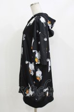 画像2: NieR Clothing / 総柄ZIP半袖パーカー  ブラック H-26-10-02-057-PU-TO-KB-ZH (2)