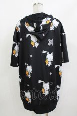 画像3: NieR Clothing / 総柄ZIP半袖パーカー  ブラック H-26-10-02-057-PU-TO-KB-ZH (3)