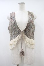 画像1: axes femme / 裾フリルタッセルベスト M ベージュ H-26-10-02-1051-AX-TO-YZ-ZH (1)