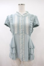 画像1: axes femme / ペプラムフリルブラウス M ミント H-26-10-02-1053-AX-BL-NS-ZH (1)