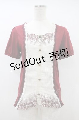Preview of 胸元レース重ね着風トップス M ワイン