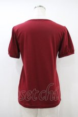 画像2: axes femme / 胸元レース重ね着風トップス M ワイン H-26-10-02-1060-AX-TO-NS-ZH (2)
