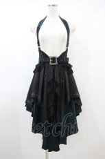 画像1: Ozz oneste / オーバー付きホルターコルセット  黒×緑 H-26-10-02-1016-OO-ZA-AK-ZH (1)