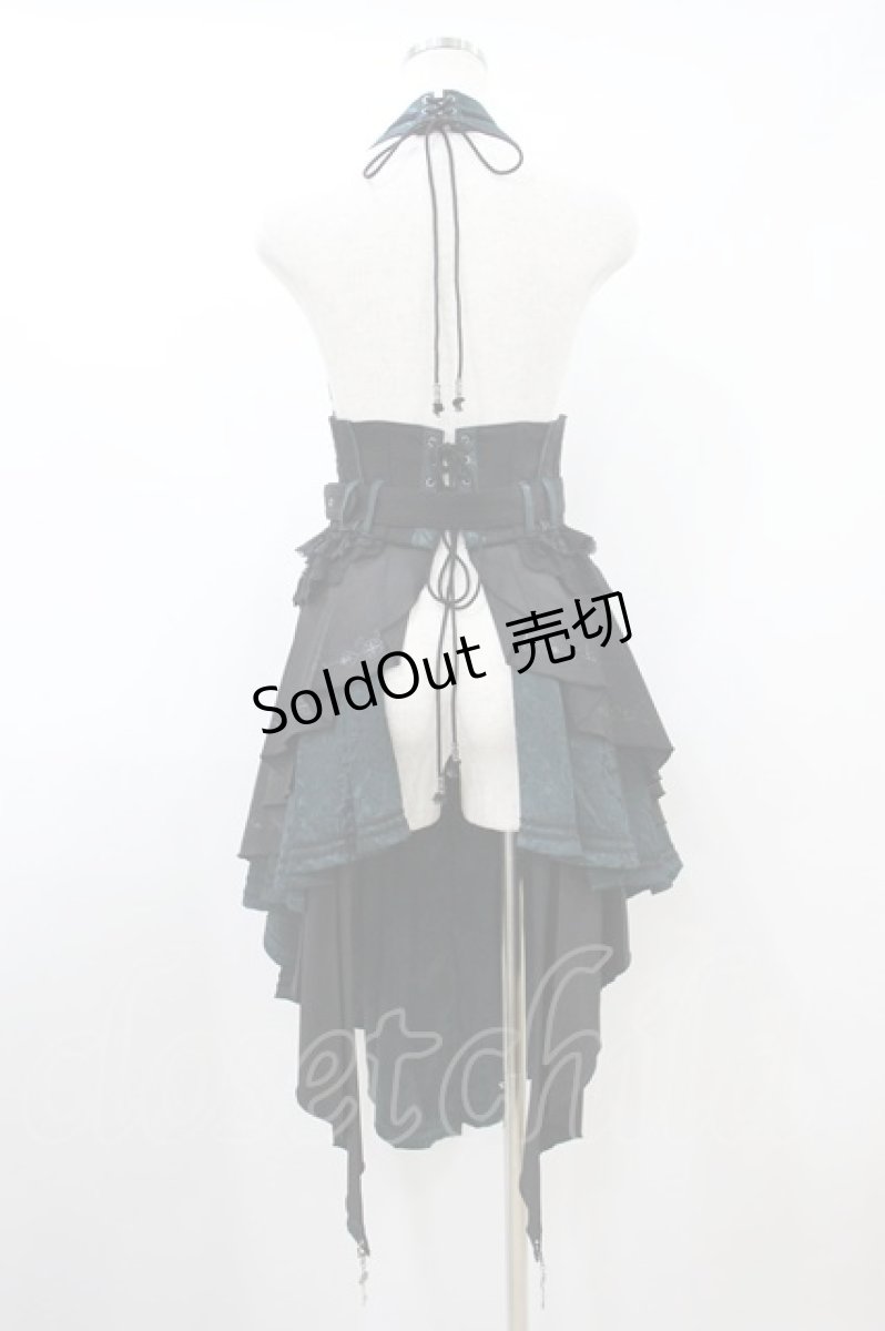 画像2: Ozz oneste / オーバー付きホルターコルセット  黒×緑 H-26-10-02-1016-OO-ZA-AK-ZH (2)