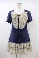 画像1: axes femme / アンティークモチーフシフォンサマーチュニック M ブルー/ベージュ H-26-10-02-1021-AX-OP-NS-ZH (1)