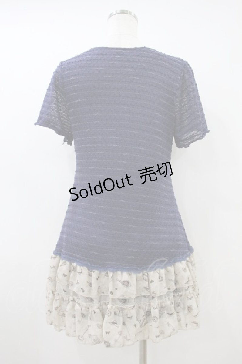 画像2: axes femme / アンティークモチーフシフォンサマーチュニック M ブルー/ベージュ H-26-10-02-1021-AX-OP-NS-ZH (2)