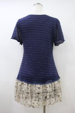 画像2: axes femme / アンティークモチーフシフォンサマーチュニック M ブルー/ベージュ H-26-10-02-1021-AX-OP-NS-ZH (2)