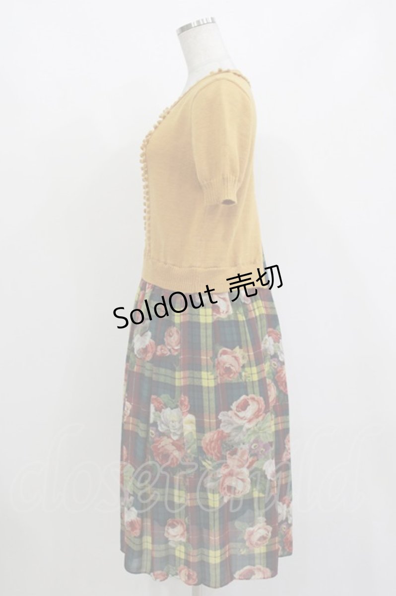 画像2: Jane Marple Dans Le Salon / ローズタータンのトロンプルイユワンピース  グリーン H-26-10-02-001-JM-OP-KB-ZH (2)
