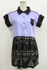 画像1: LISTEN FLAVOR / リアルスタッズ転写プリントチュニック  黒×紫 H-26-10-02-062-PU-TO-KB-ZH (1)
