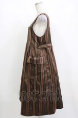 画像2: Jane Marple Dans Le Salon / Old England stripe painter's dress M ブラウン H-26-10-02-013-JM-OP-KB-ZH (2)