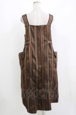画像3: Jane Marple Dans Le Salon / Old England stripe painter's dress M ブラウン H-26-10-02-013-JM-OP-KB-ZH (3)