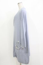 画像2: axes femme / バラ刺繍ロングニットカーデ M サックス H-26-10-03-027-AX-TO-SZ-ZH (2)