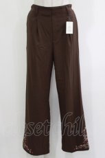 画像1: axes femme / 花刺繍ストレートカットパンツ L ブラウン H-26-10-03-040-AX-PA-NS-ZH (1)
