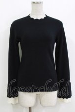 画像1: axes femme / ローズ刺繍フレア袖配色ニット Free ブラック H-26-10-03-051-AX-TO-NS-ZH (1)
